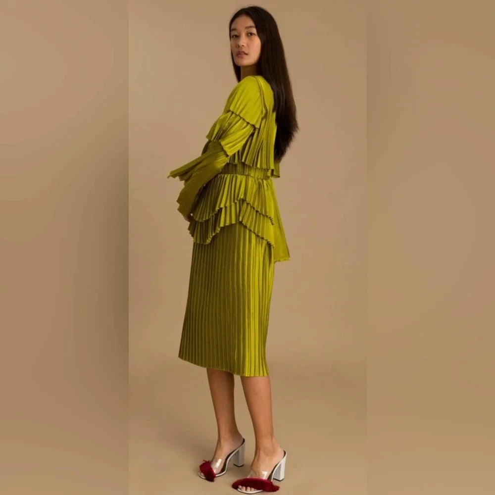 Andrea Iyamah Raffle Pleated Satin Formal Dress - Picture 2 of 13